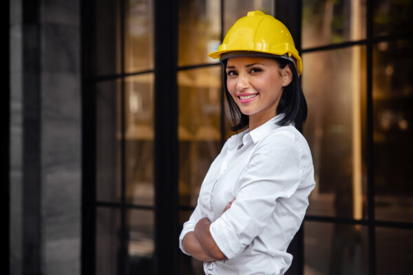 Portrait,Of,A,Confident,Construction,Engineer,Woman.,Mixed,Race,Female
